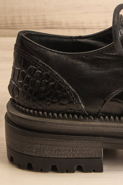Spencer Black Laced Leather Shoes | La petite garçonne side back close-up