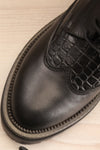 Spencer Black Laced Leather Shoes | La petite garçonne flat close-up
