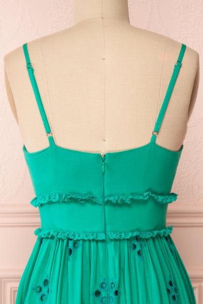 Spirea Turquoise Openwork Midi Dress | Boutique 1861 back close-up