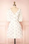 Srina Cream Floral V-Neck Buttoned Short Dress | Boutique 1861 front view