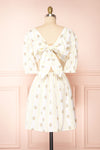 Srina Cream Floral V-Neck Buttoned Short Dress | Boutique 1861 back view