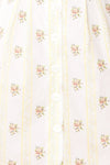 Srina Cream Floral V-Neck Buttoned Short Dress | Boutique 1861 fabric