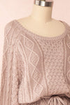 Steffie Taupe Drawstring Knitted Dress | Boutique 1861 side close-up