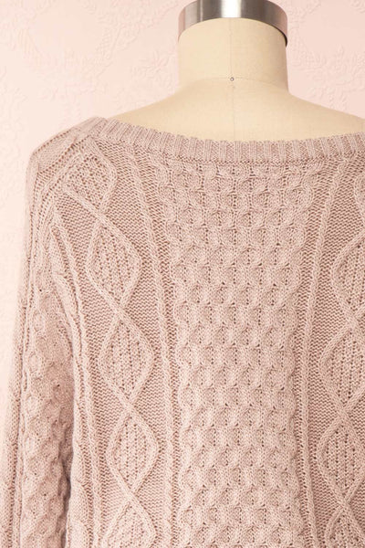Steffie Taupe Drawstring Knitted Dress | Boutique 1861 back close-up