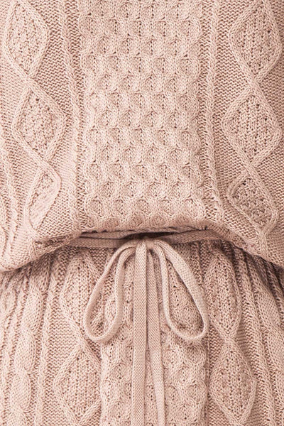 Steffie Taupe Drawstring Knitted Dress | Boutique 1861 fabric