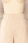 Stela Sand High-Waisted Wide Leg Lounge Pants | La petite garçonne front close up