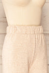 Stela Sand High-Waisted Wide Leg Lounge Pants | La petite garçonne side close up
