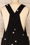 Sterope Black Denim Overalls w/ Embroidered Stars | La petite garçonne back close-up
