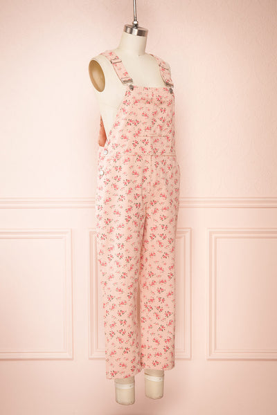 Sterope Pink Floral Denim Overalls | Boutique 1861 side view