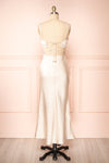Stevie Champagne Open-back Satin Midi Dress | Boutique 1861 back view