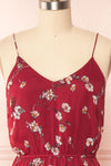 Stine Burgundy Short Floral Dress w/ Thin Straps | Boutique 1861 front close up