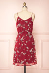 Stine Burgundy Short Floral Dress w/ Thin Straps | Boutique 1861 back view