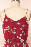 Stine Burgundy Short Floral Dress w/ Thin Straps | Boutique 1861 back close up