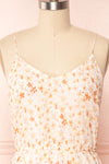 Stine Cream Short Floral Dress w/ Thin Straps | Boutique 1861 front close up