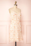 Stine Cream Short Floral Dress w/ Thin Straps | Boutique 1861 side view