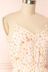 Stine Cream Short Floral Dress w/ Thin Straps | Boutique 1861 side close up