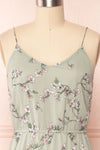 Stine Mint Short Floral Dress w/ Thin Straps | Boutique 1861 front close up