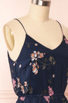 Stine Navy Short Floral Dress w/ Thin Straps | Boutique 1861 side close up