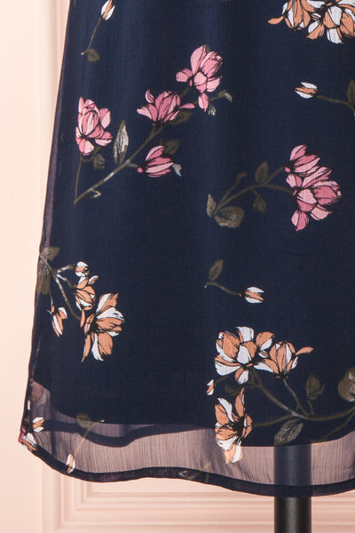 Stine Navy Short Floral Dress w/ Thin Straps | Boutique 1861 details