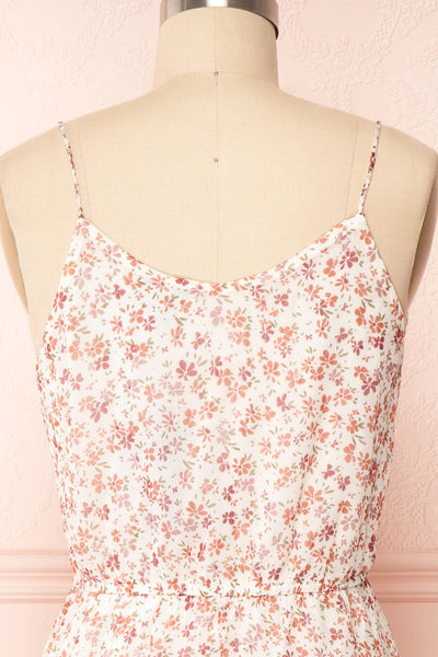 Stine White Short Floral Dress w/ Thin Straps | Boutique 1861 back close up
