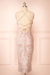 Styel Pink Textured Halter Midi Dress | Boutique 1861 back view