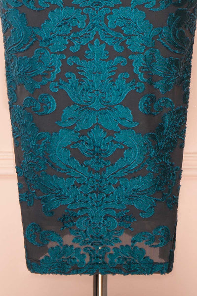 Styel Teal Textured Halter Midi Dress | Boutique 1861 bottom