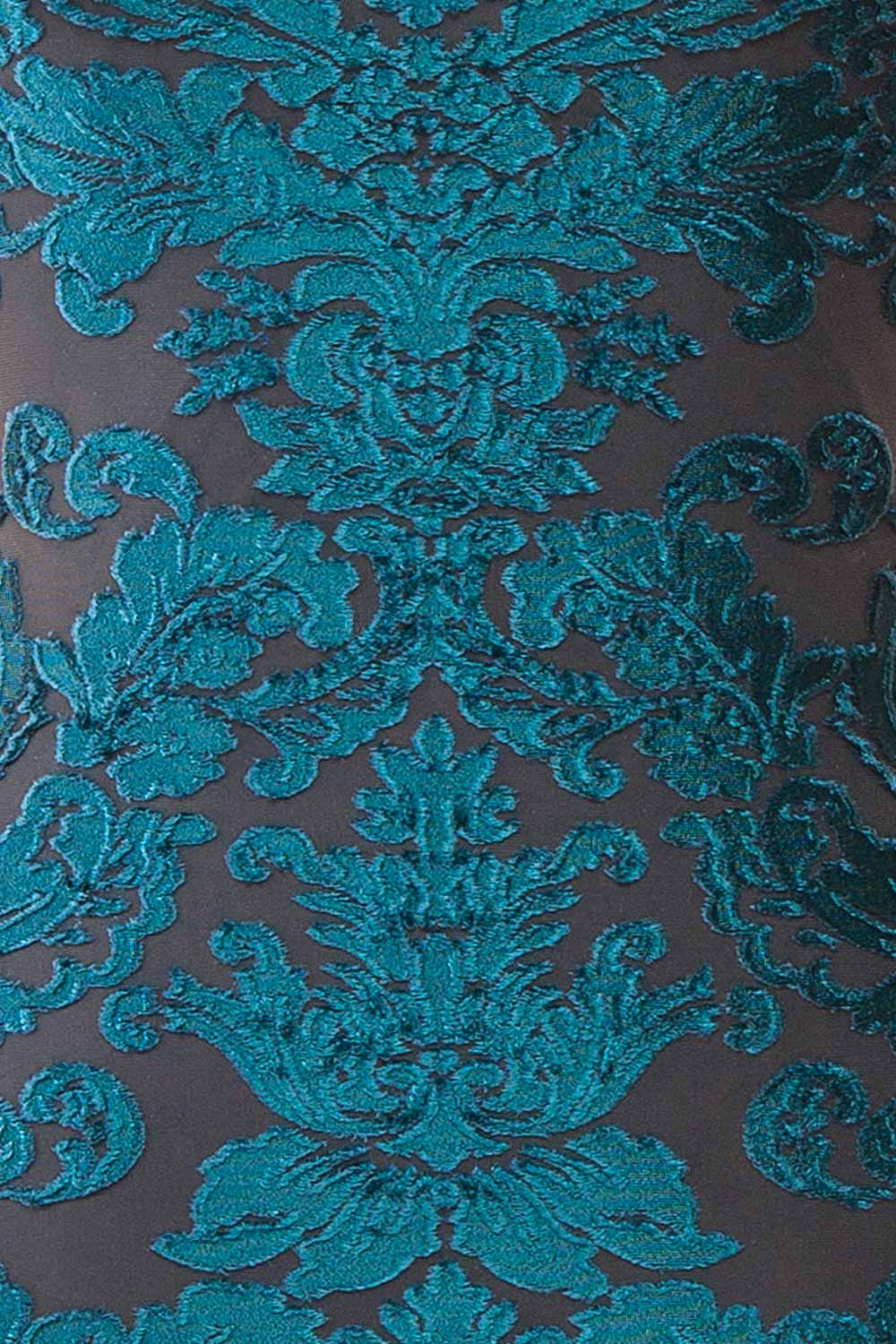 Styel Teal Textured Halter Midi Dress | Boutique 1861 fabric 