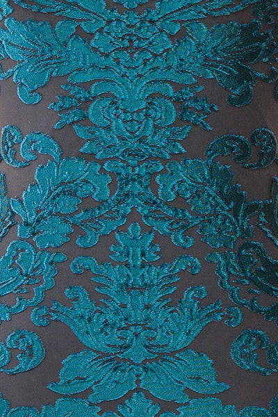 Styel Teal Textured Halter Midi Dress | Boutique 1861 fabric