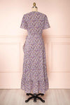 Sueli Purple Short Sleeve Floral Maxi Wrap Dress | Boutique 1861 back view