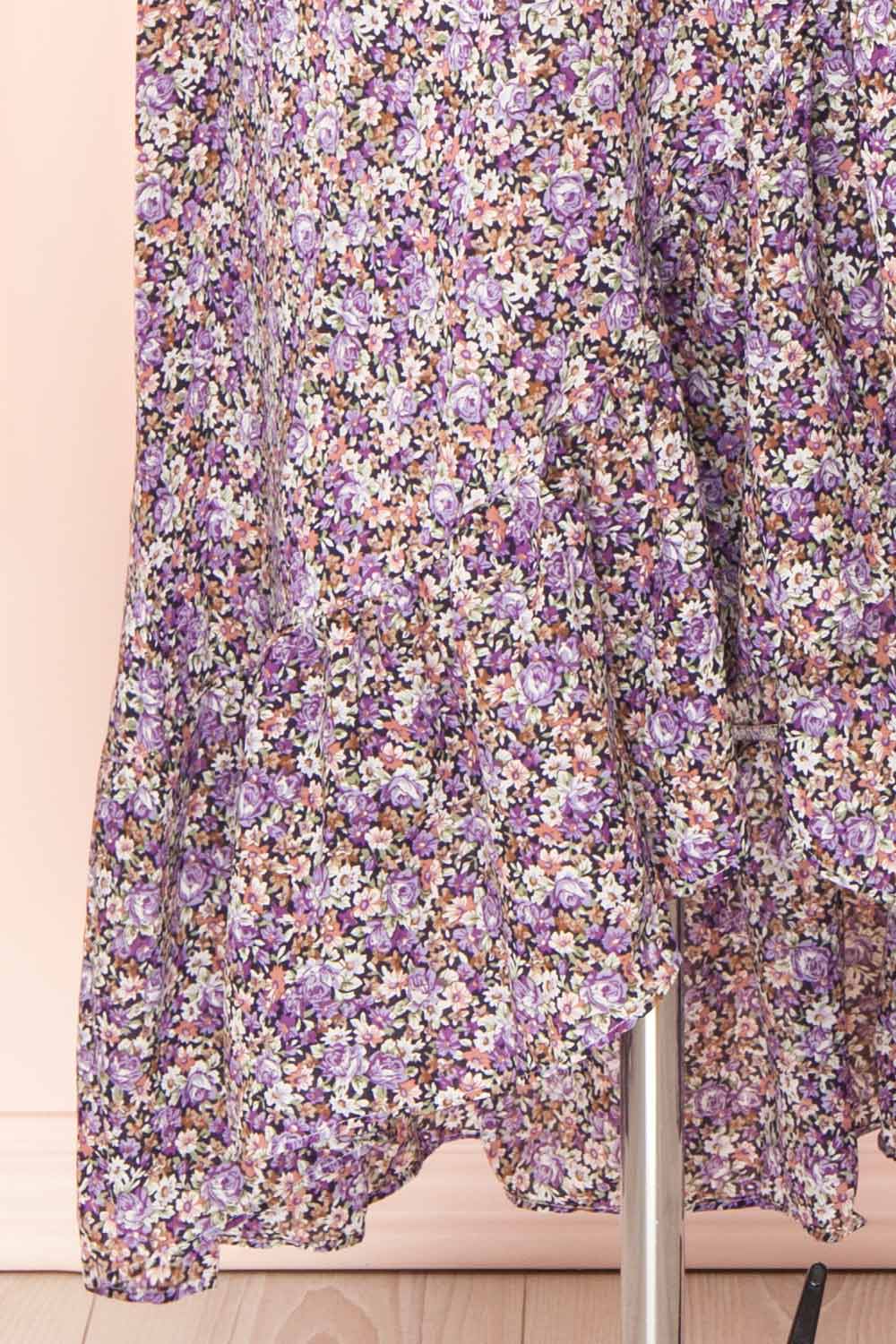 Sueli Purple Short Sleeve Floral Maxi Wrap Dress | Boutique 1861 bottom 