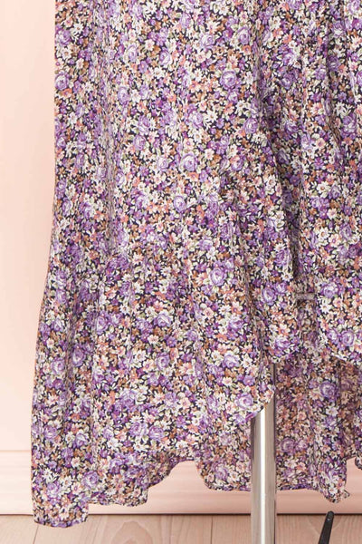 Sueli Purple Short Sleeve Floral Maxi Wrap Dress | Boutique 1861 bottom