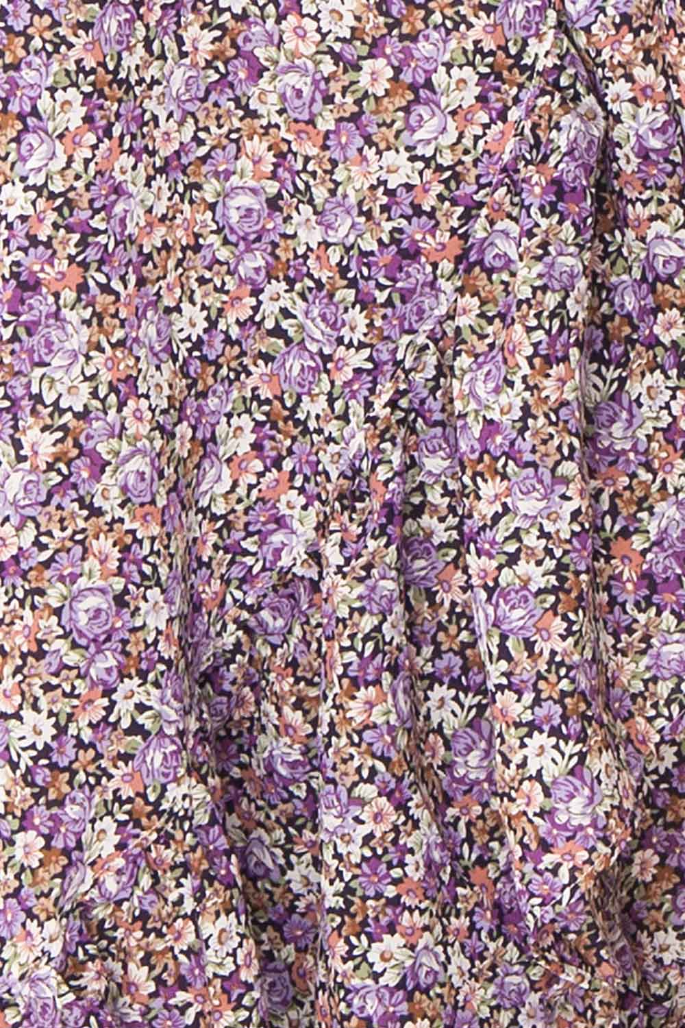 Sueli Purple Short Sleeve Floral Maxi Wrap Dress | Boutique 1861 fabric 