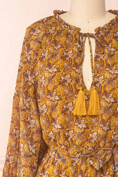 Sukenosuri Midi Dress w/ Puff Long Sleeves | Boutique 1861
