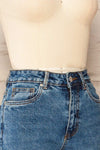 Supalayat High-Waisted Cropped Blue Jeans | La petite garçonne side close-up