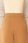 Sutton Caramel Straight Leg Pants w/ Lateral Pockets | La petite garçonne back close-up