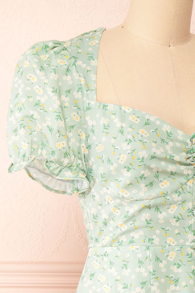 Svadilfari Green Floral Midi Dress | Boutique 1861 side close-up