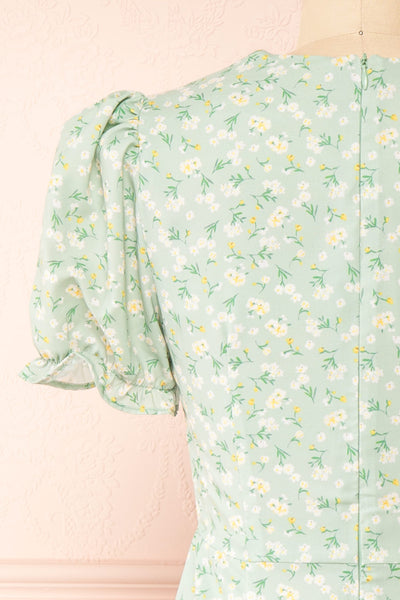 Svadilfari Green Floral Midi Dress | Boutique 1861 back close-up