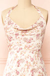 Sveltina Midi Halter Cowl Neck Floral Dress | Boutique 1861 front close-up