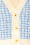 Sveti Blue Cropped Cardigan w/ Puff Sleeves | La petite garçonne fabric