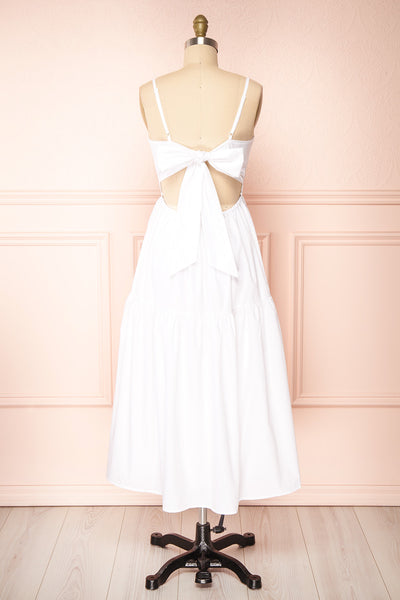 Syke White Tiered Midi Dress with Open Back | Boutique 1861 back view