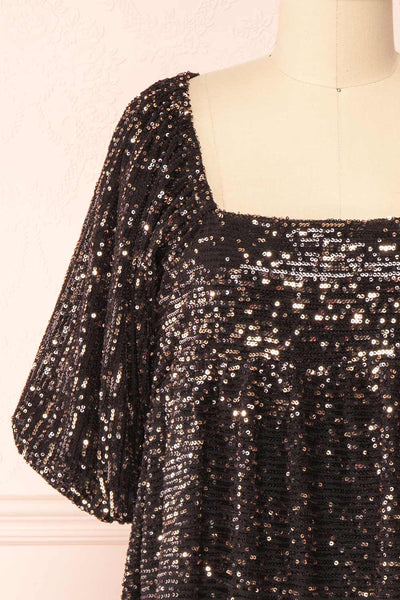 Sylvionne Low Back Sequin Babydoll Dress | Boutique 1861 front close-up