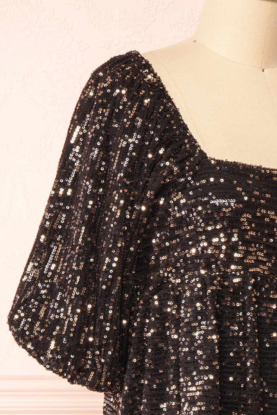 Sylvionne Low Back Sequin Babydoll Dress | Boutique 1861 side close-up