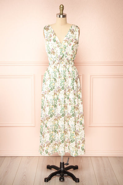 Synallaxis Floral Midi Dress w/ pockets | Boutique 1861 front view