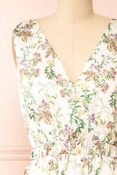 Synallaxis Floral Midi Dress w/ pockets | Boutique 1861 front close-up