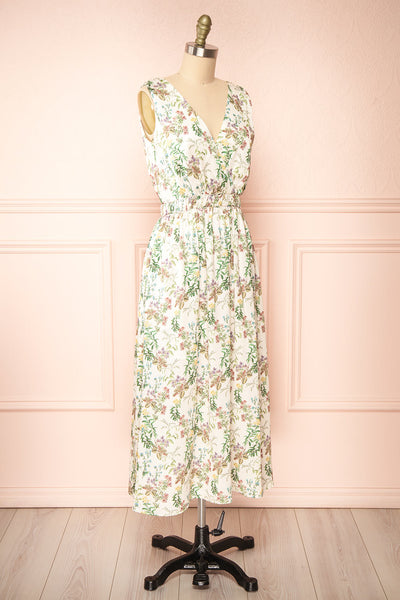 Synallaxis Floral Midi Dress w/ pockets | Boutique 1861 side view