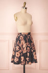 Syntyche Grey Floral Short Faux Suede A-Line Skirt | SIDE VIEW | Boutique 1861