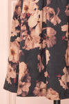 Syntyche Grey Floral Short Faux Suede A-Line Skirt | BOTTOM CLOSE UP | Boutique 1861