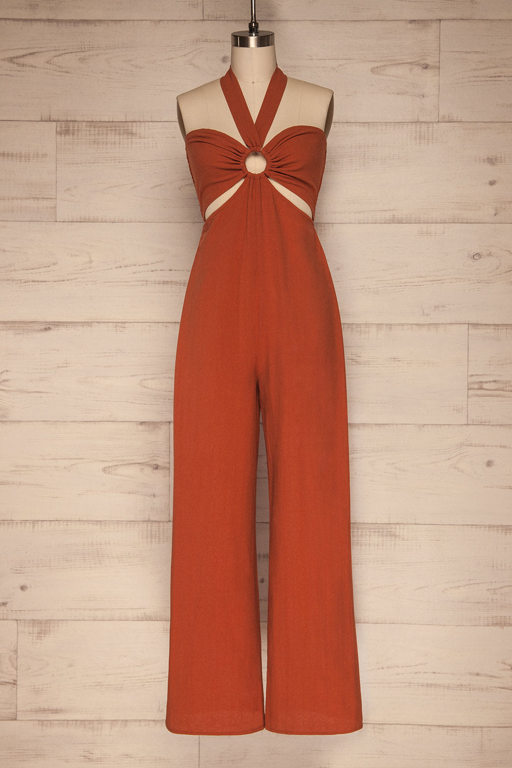 Szandra Burnt Orange Wide Leg Jumpsuit front view | La petite garçonne