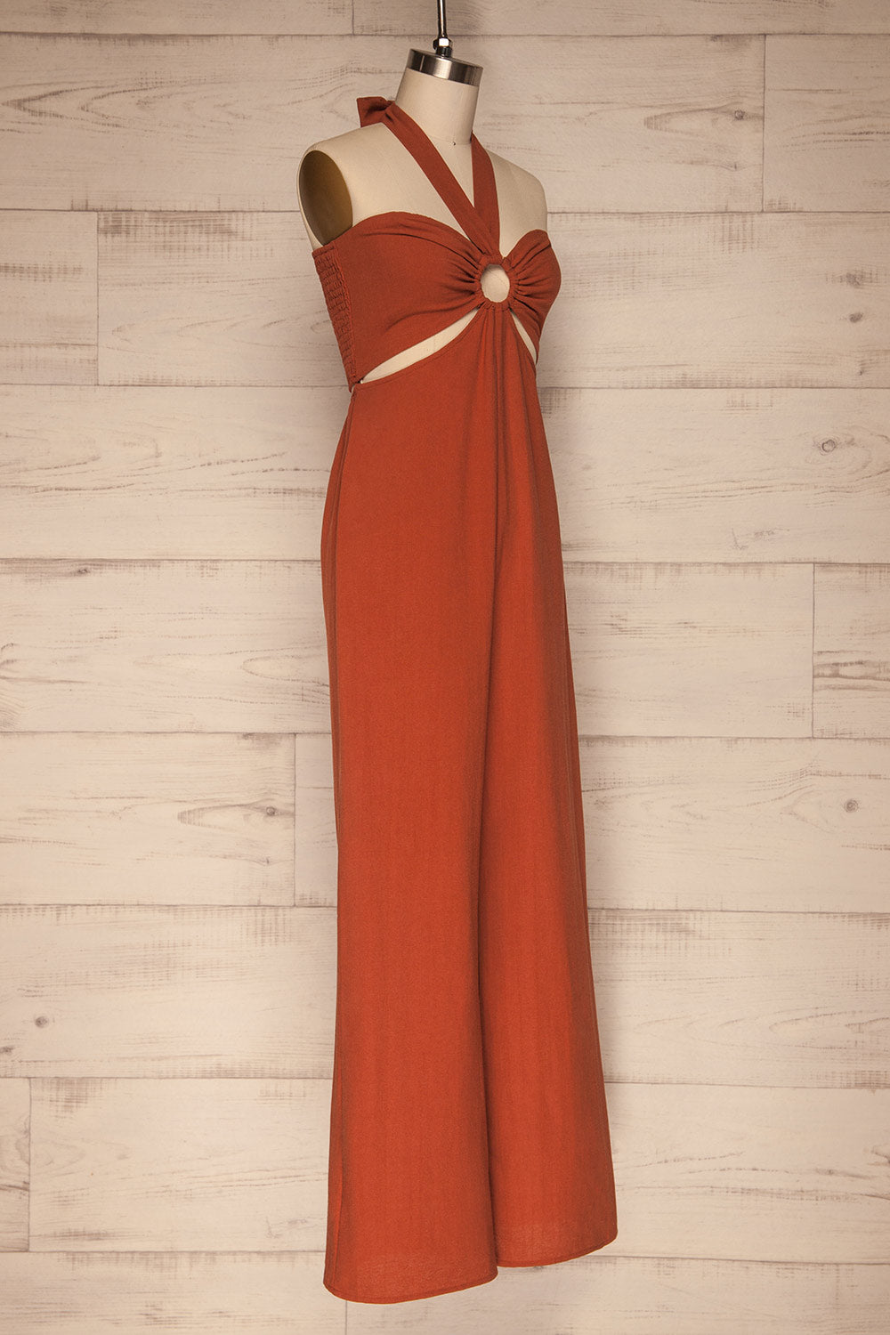 Szandra Burnt Orange Wide Leg Jumpsuit side view | La petite garçonne