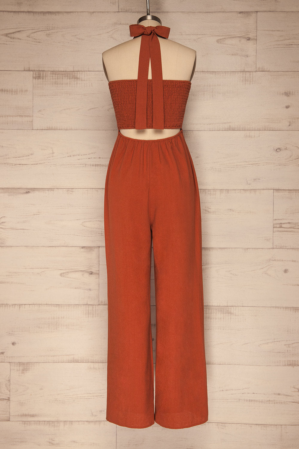 Szandra Burnt Orange Wide Leg Jumpsuit back view | La petite garçonne